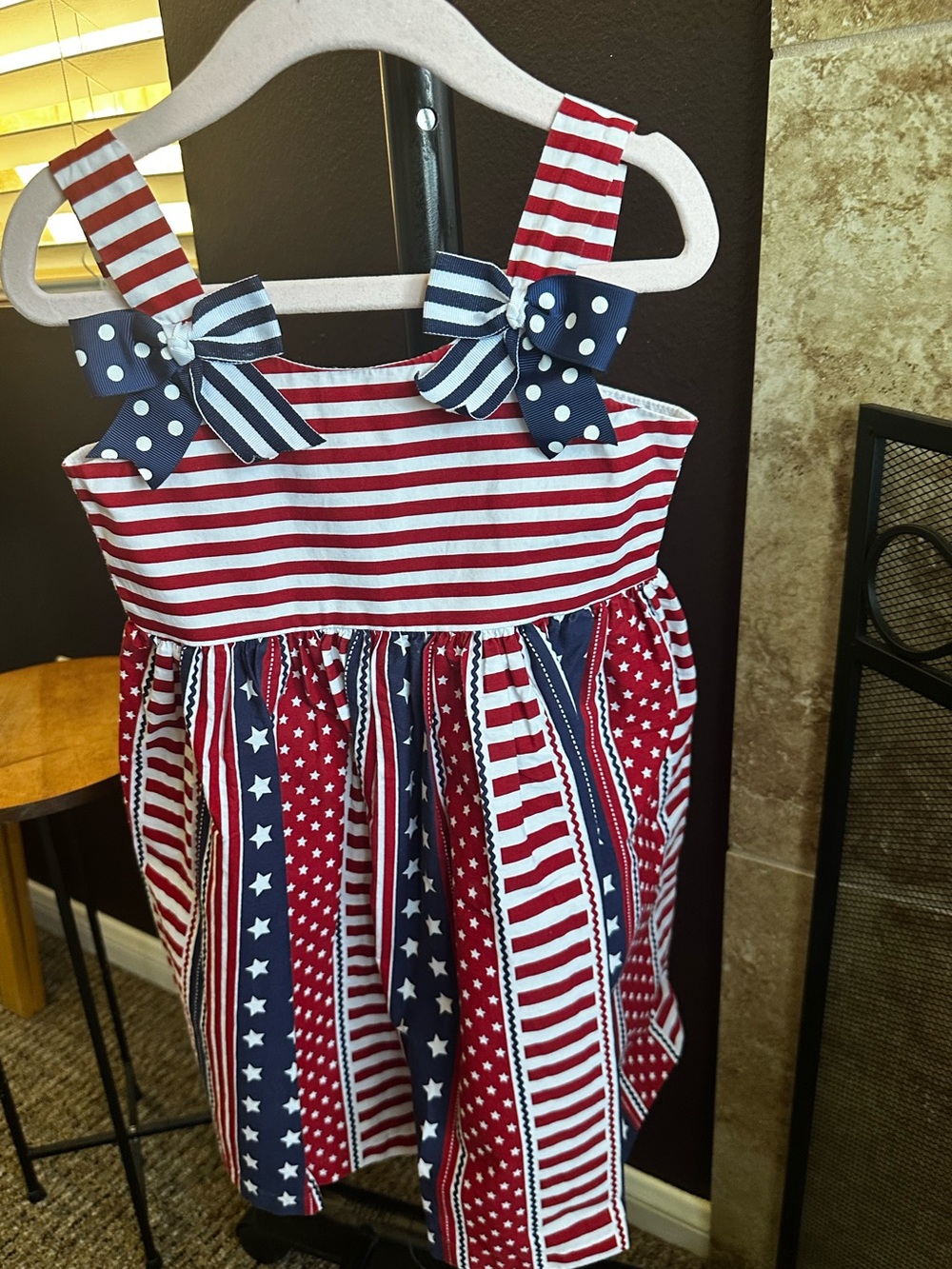Bonnie Jean Red,White and Blue Striped Dress - Girls 4T